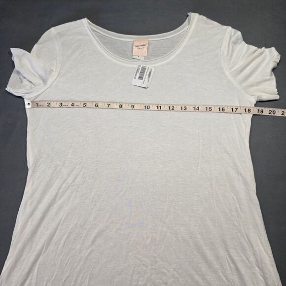 Freeloader White Shirt Tee NEW Grunge Raw Hem Short Sleeves Scoop Neck Women's S - Picture 5 of 13